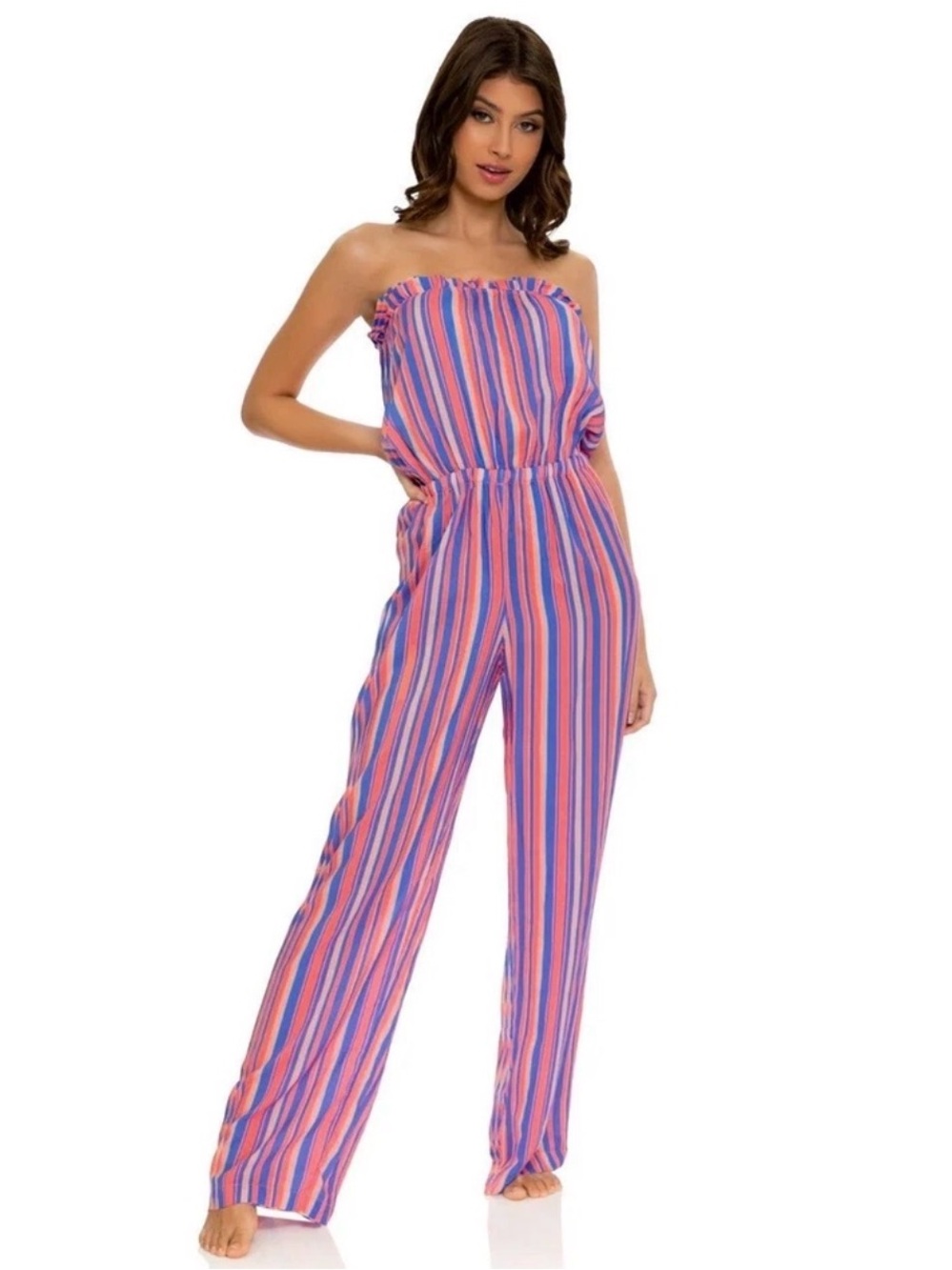 Luli Fama playtime ruffle Strapless Jumpsuit